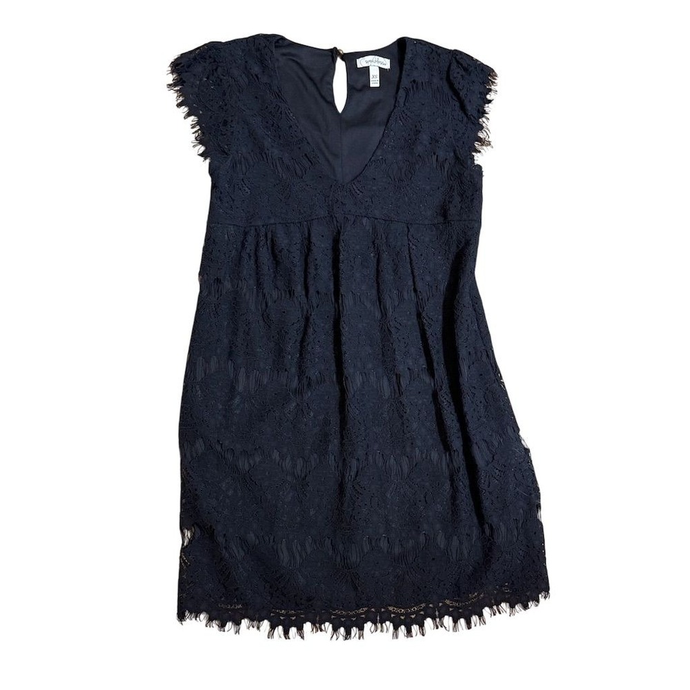 Speechless Women XS Blue Lace VNeck Cap Sleeve Party Shift Dress modest feminine